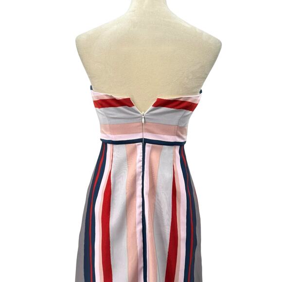 Sam Edelman Multicolor Stripe Bow Detail Strapless Fit & Flare Pencil Dress - Picture 8 of 14
